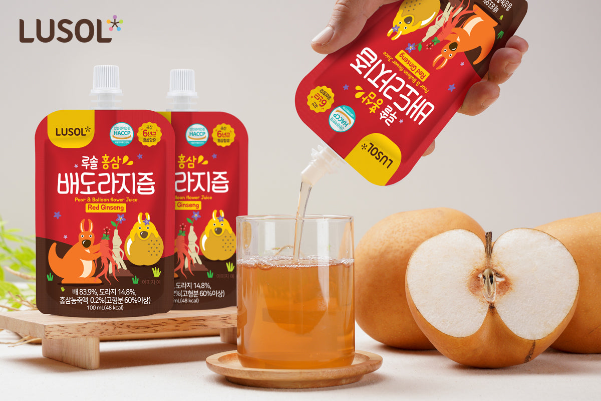 Lusol (100ml x 3 packs) Pear Balloon Flower Juice Red Ginseng (12months+)