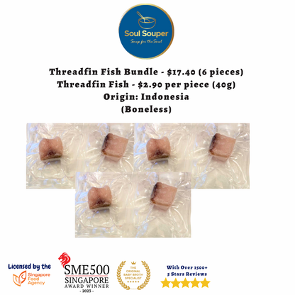 Individually Sealed & Packed Cod Fish, Threadfin Fish & Bakka Salmon Cubes (Frozen) (6months+)