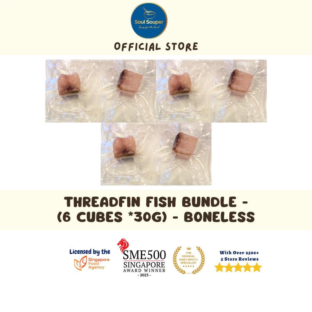 Individually Sealed & Packed Atlantic Cod Fish, Threadfin Fish & Bakka Salmon Cubes (Frozen) (6months+)