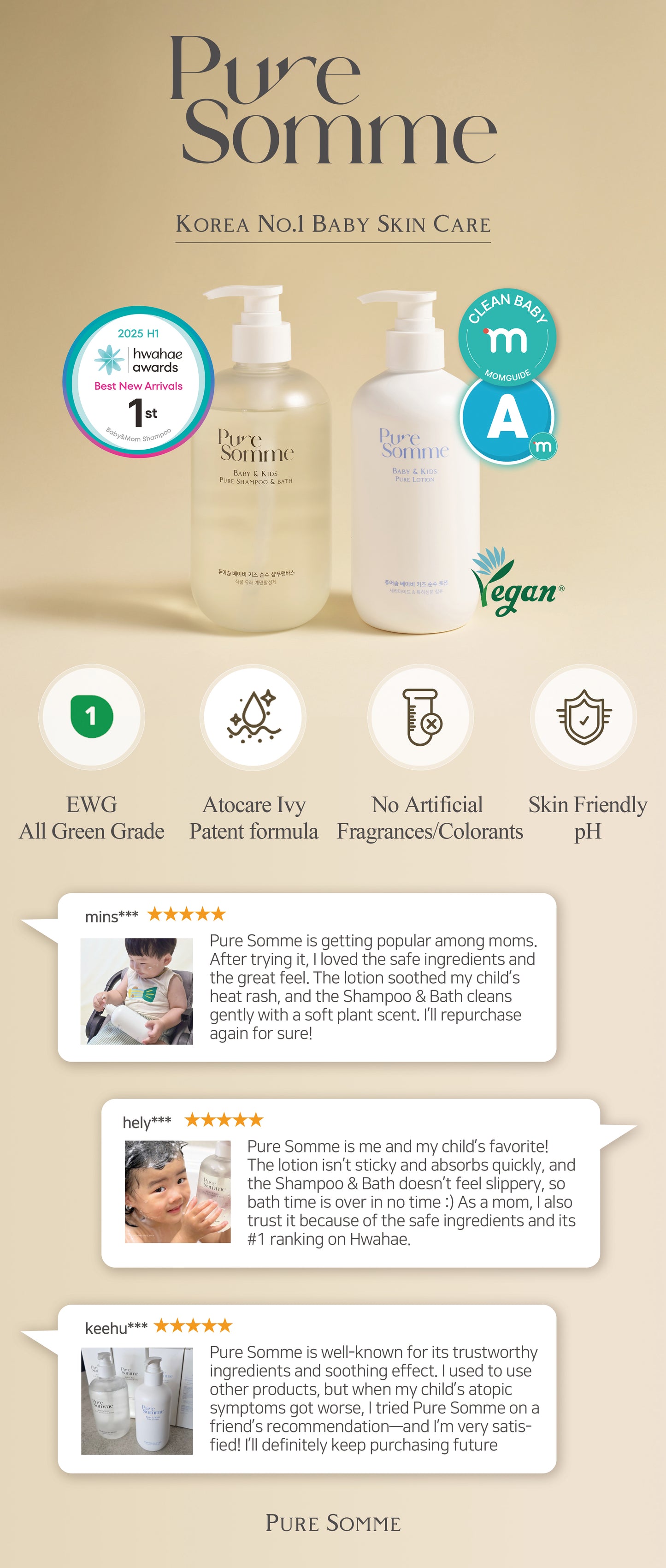 Pure Somme Korea's Newborn/Baby/Kids Cooling Atocare Soothing Pure Lotion (360g)