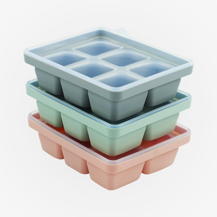 Organic Factory Korea Platinum Silicone  Baby Food Cube with Cover (4pcs, 6pcs, 12pcs)