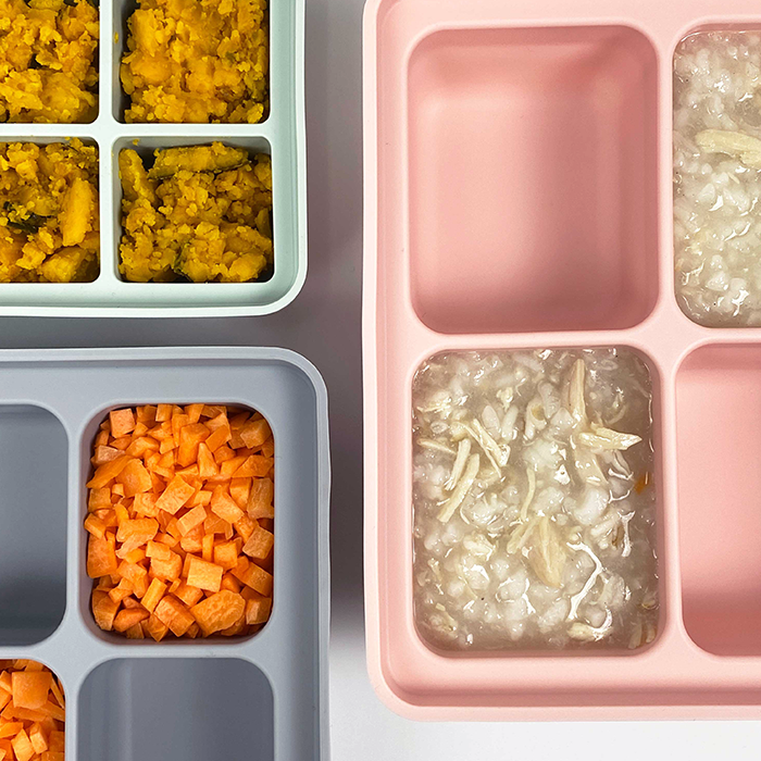 Organic Factory Korea Platinum Silicone  Baby Food Cube with Cover (4pcs, 6pcs, 12pcs)