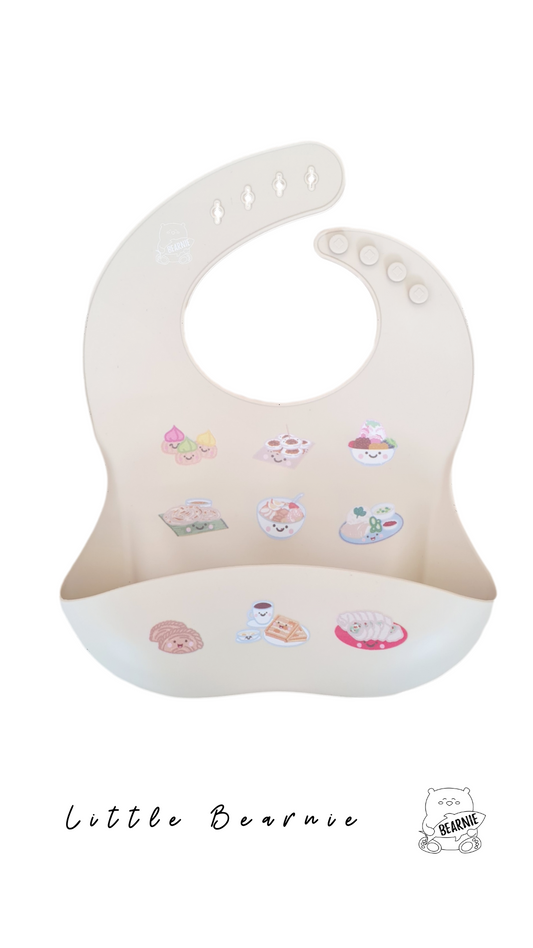 Little Bearnie Silicone Bib - Singapore Local Foodies (Latte)